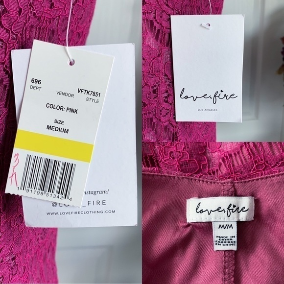 Love Fire Fuchsia Lace Lined Tank Top - Picture 9 of 10